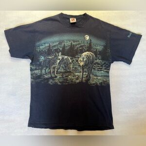 Vintage Black Wolf Graphic Art Unlimited T-Shirt